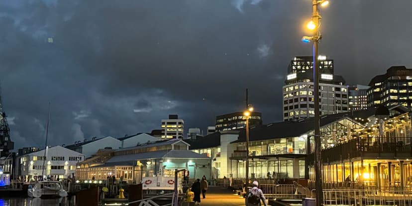 Wellington waterfront showing lighting changes 